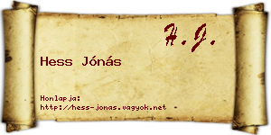 Hess Jónás névjegykártya